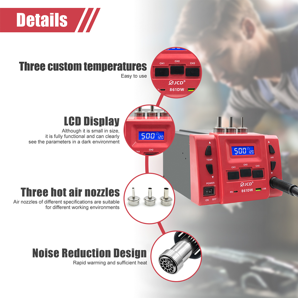 JCD 861DW Hot Air Gun 1000W Hi - Power Tools Station review and price